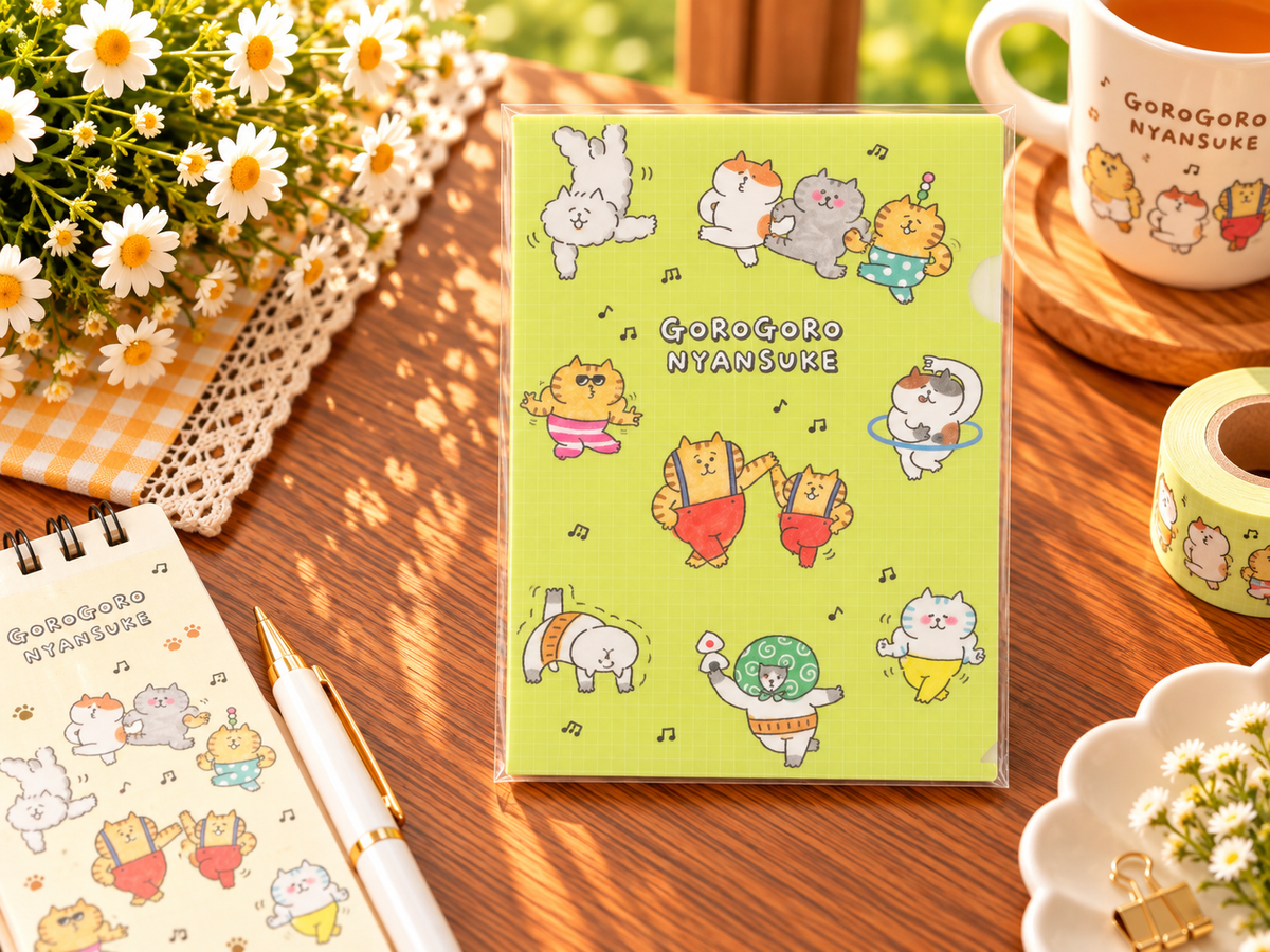 Cute Dancing Cats Folder – Japanese Kawaii Animal Stationery