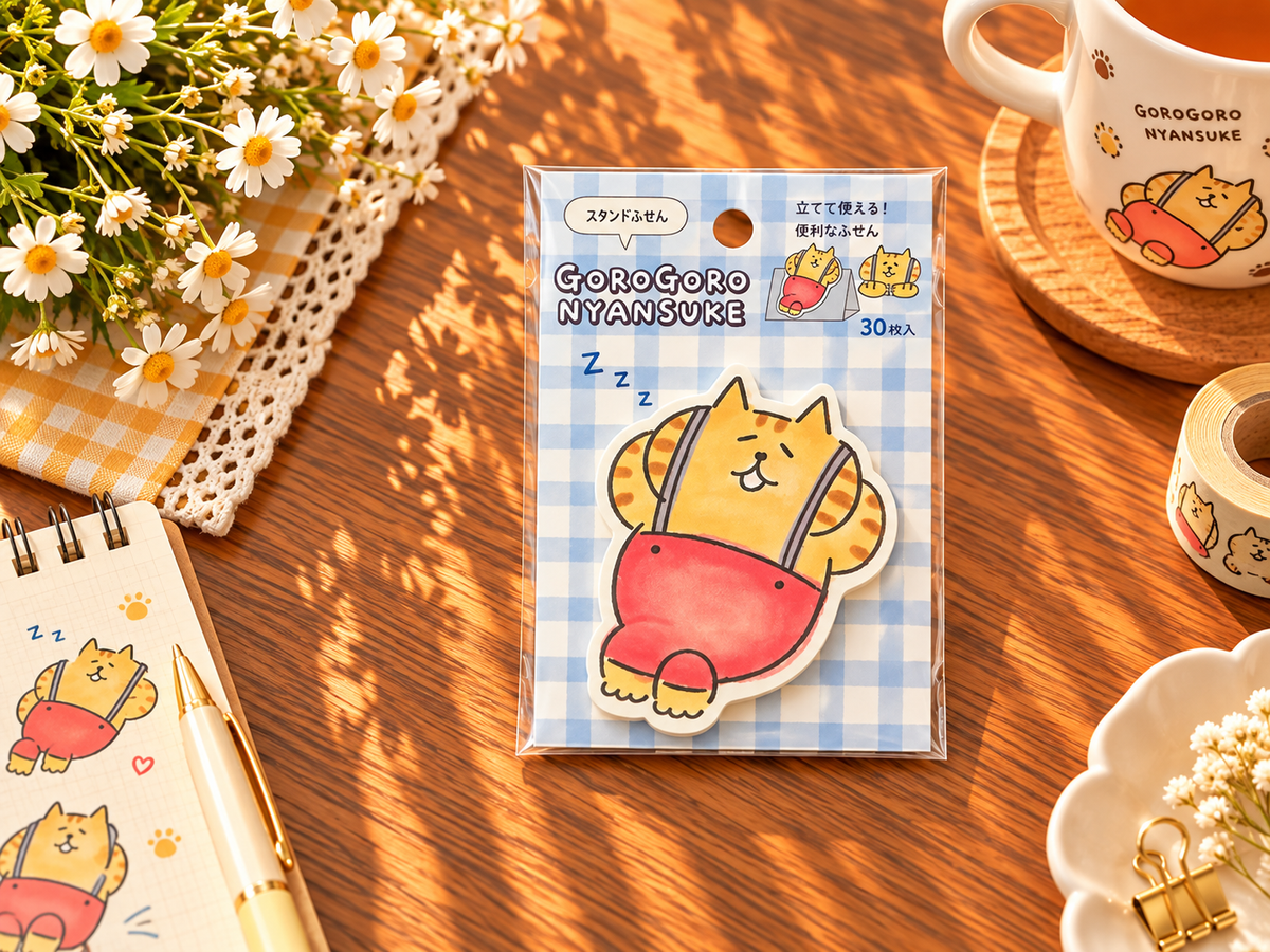 Cute Sleepy Cat Stand-Up Sticky Note Marker