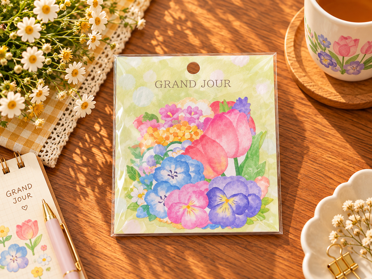 Colourful Watercolour Flower Bouquet Decorative Stickers