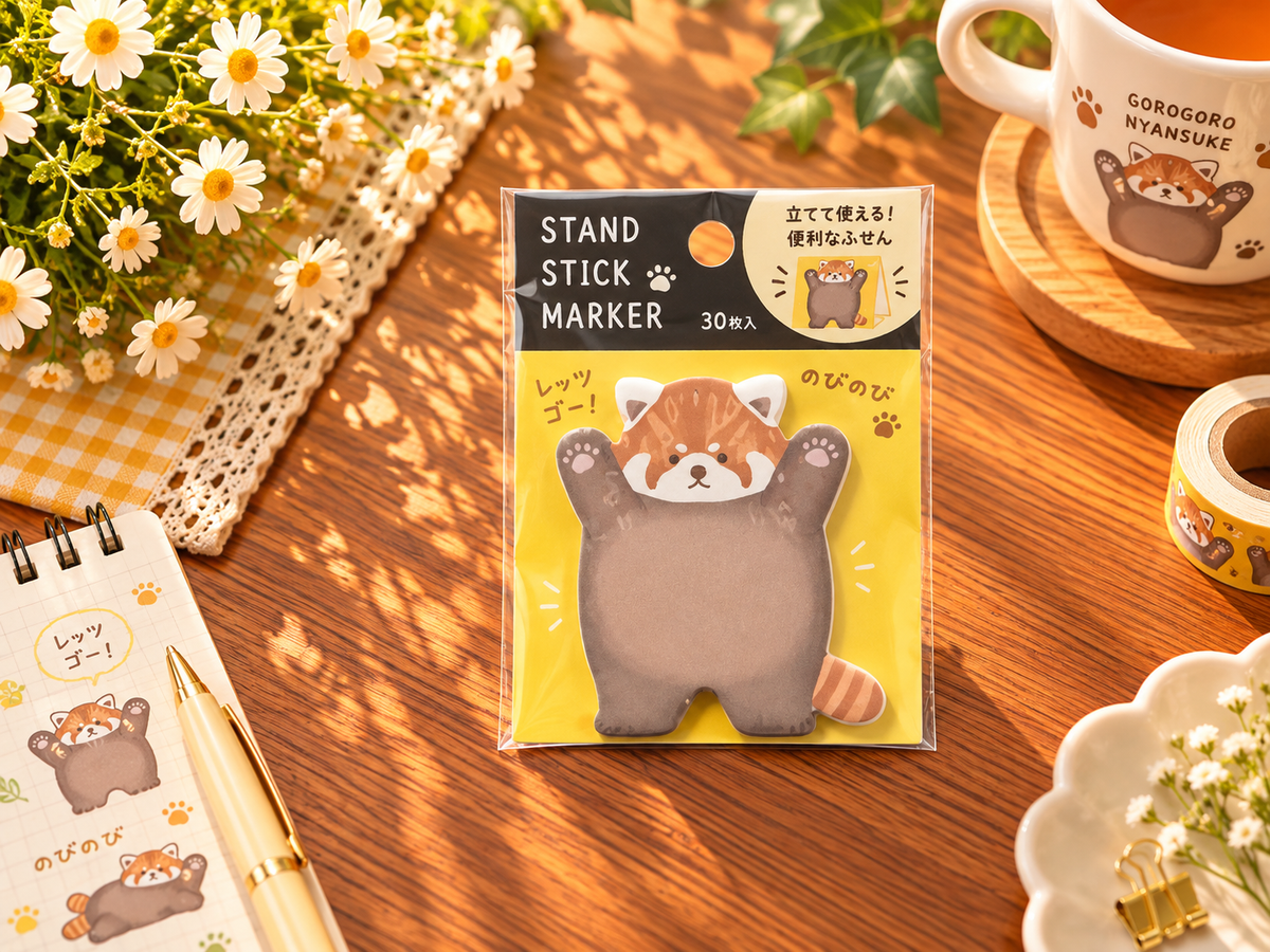 Cute Stretching Red Panda Stand-Up Sticky Note Marker