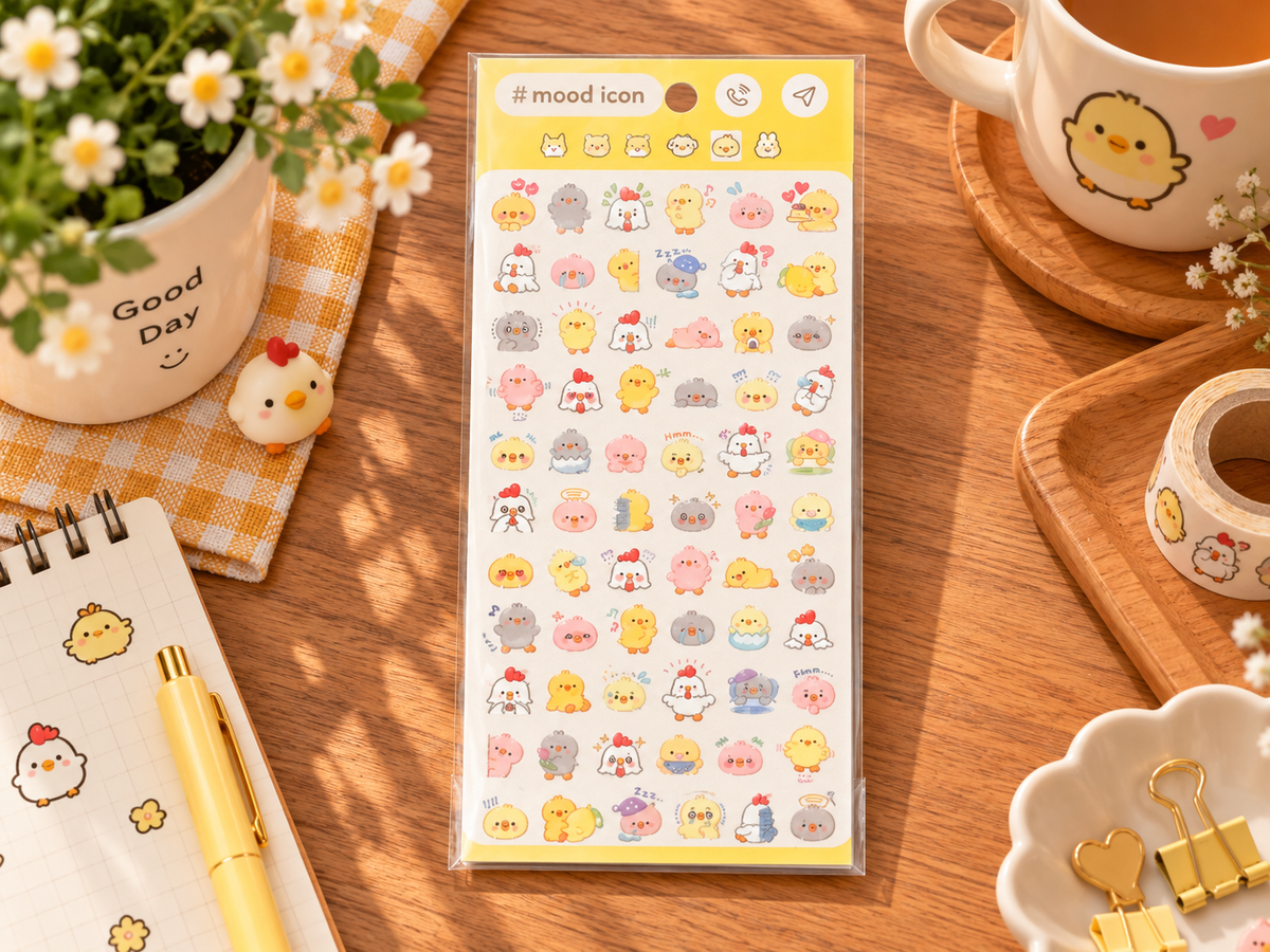 Cute Chick Mood Icon Decorative Sticker Sheet