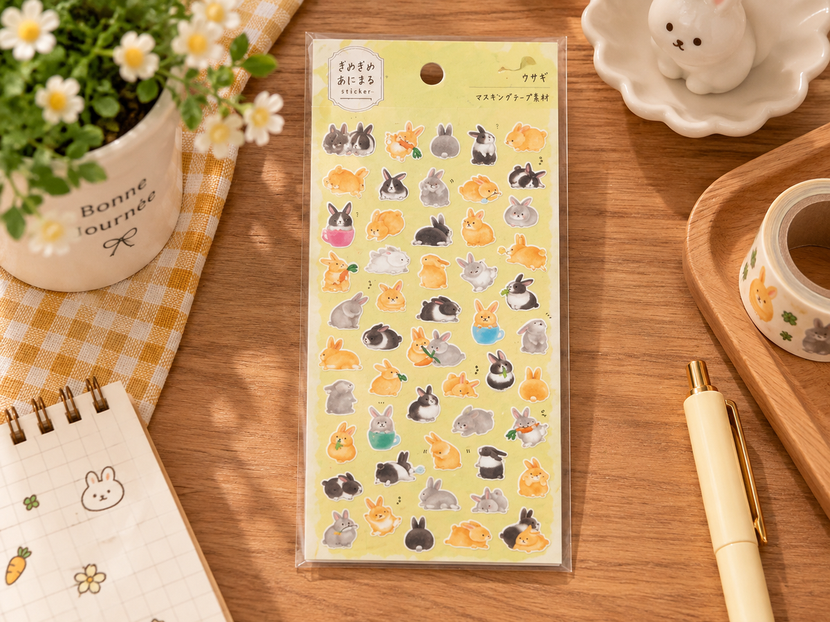 Cute Fluffy Bunny Decorative Sticker Sheet