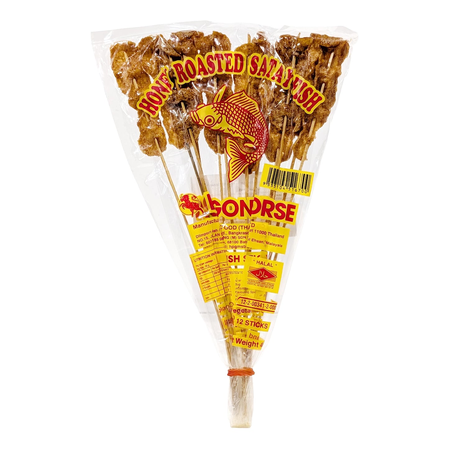Honey flavour roasted satay fish stick snack