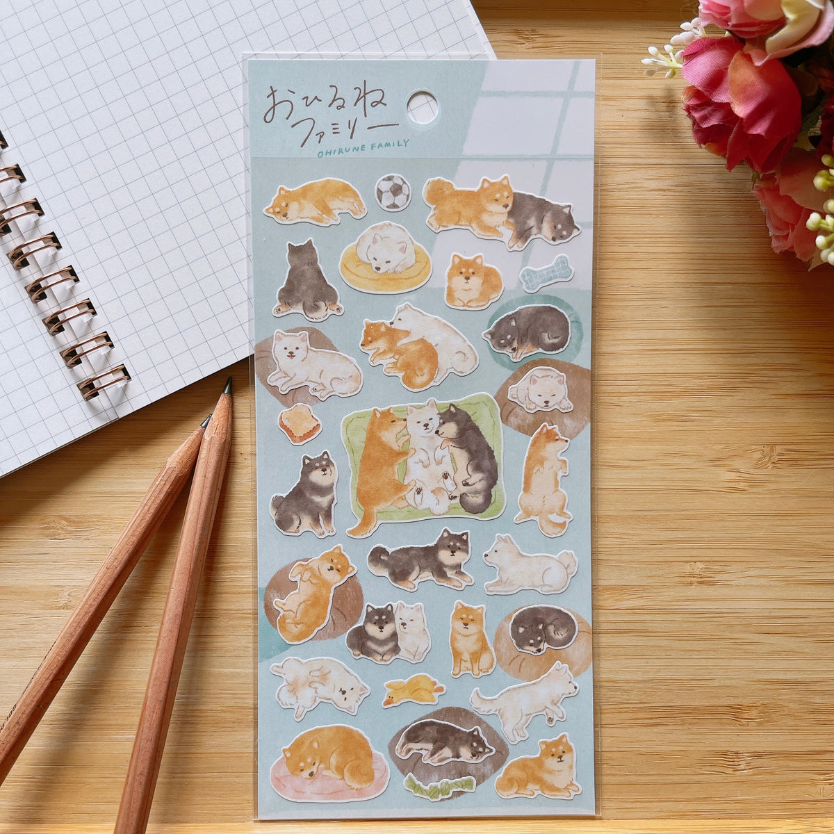Ohirune Family Cozy Shiba Inu Decoration Sticker Sheet