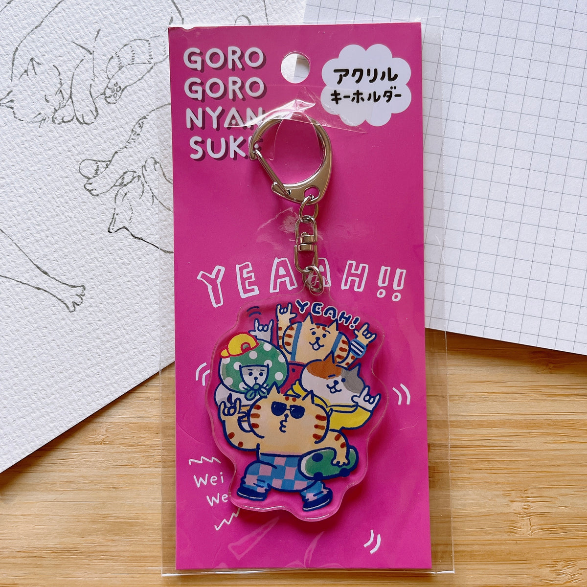 GOROGORO NYANSUKE “YEAHH!!” Acrylic Keychain – 10.5 cm